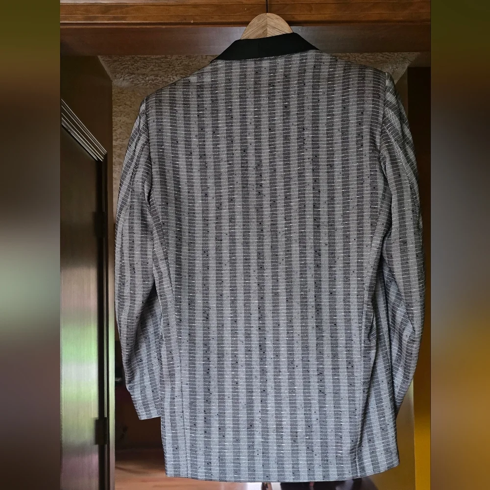 Vintage Y2k New Wave Tuxedo Blazer 80s 90s Gray Black Punk